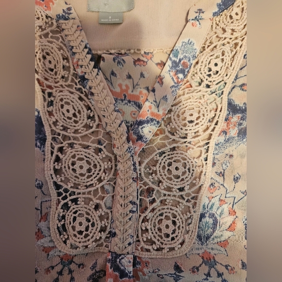 💜🩵MAEVE Anthropologie Shirt Women Size 8 Viola Chiffon Boho Blouse🩷💚 - Picture 5 of 7